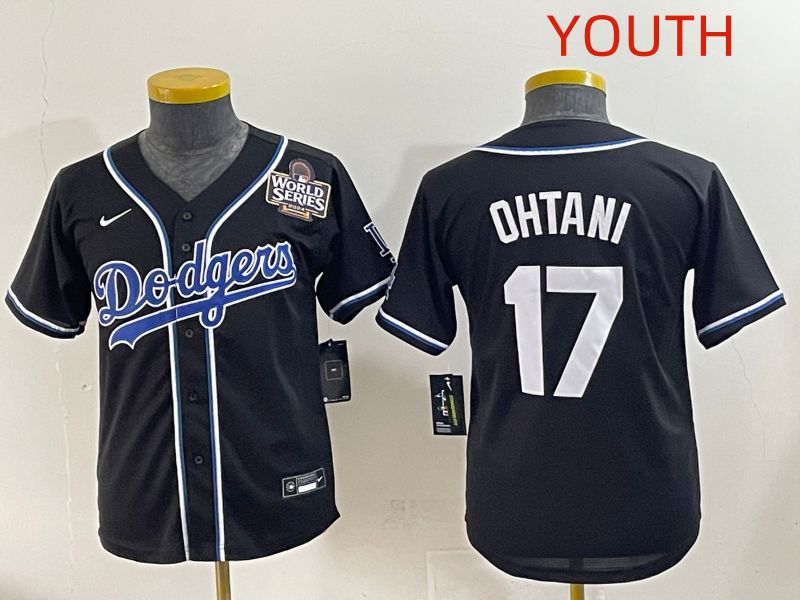Youth 2025 Los Angeles Dodgers #17 Ohtani Black Three generations Fashion Nike MLB Jersey style 9->youth mlb jersey->Youth Jersey